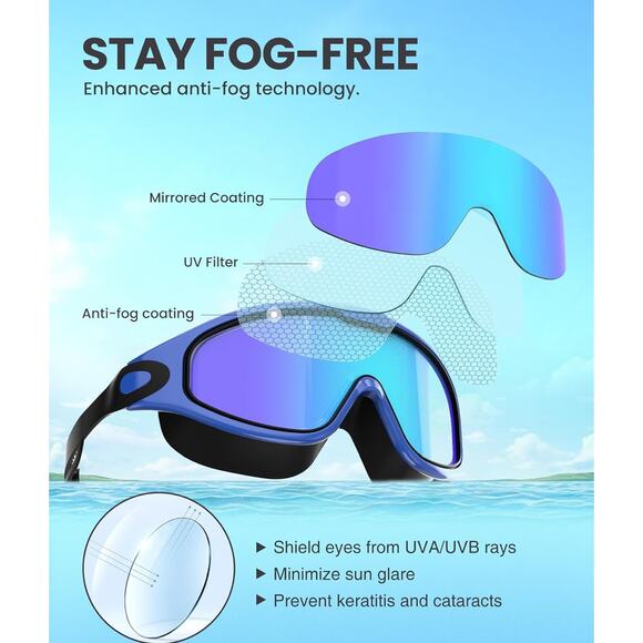 3pk Pro Goggles Swimming Adult Swim-Goggles UV400 Protection Anti Fog No Leak - Picture 3 of 6